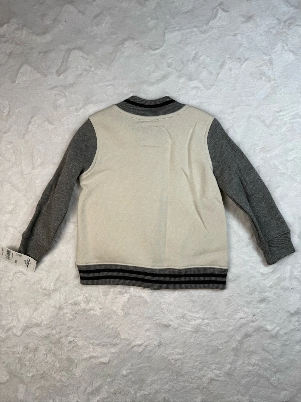 OshKosh B'gosh Cream & Gray Varsity Zip Hoodie - 95 Athletic